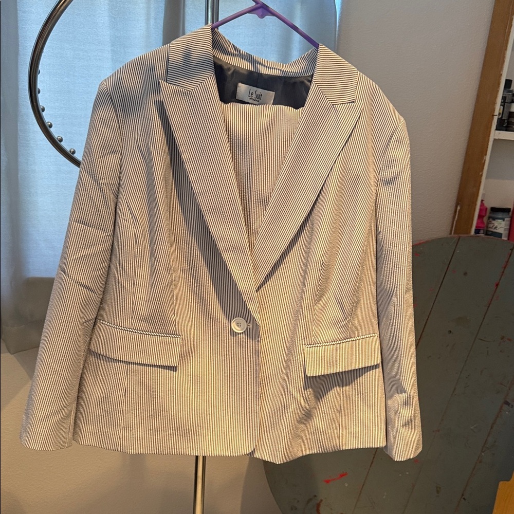 Liz Claiborne Pinstripe Blazer - Blue and White